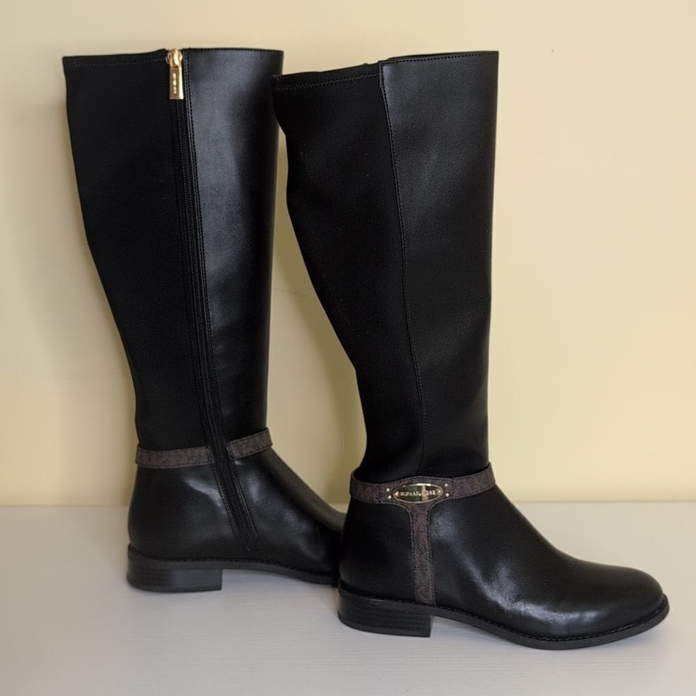 Michael Kors 5.5 Finley Leather Boot In Black/Brown, NEW In Box - Picture 10 of 16